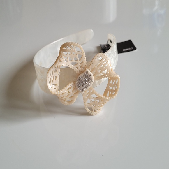 MIMCO ELECTRO LACE BOW ALICE HEAD BAND IVORY CHAMPAGNE. - Picture 2 of 5